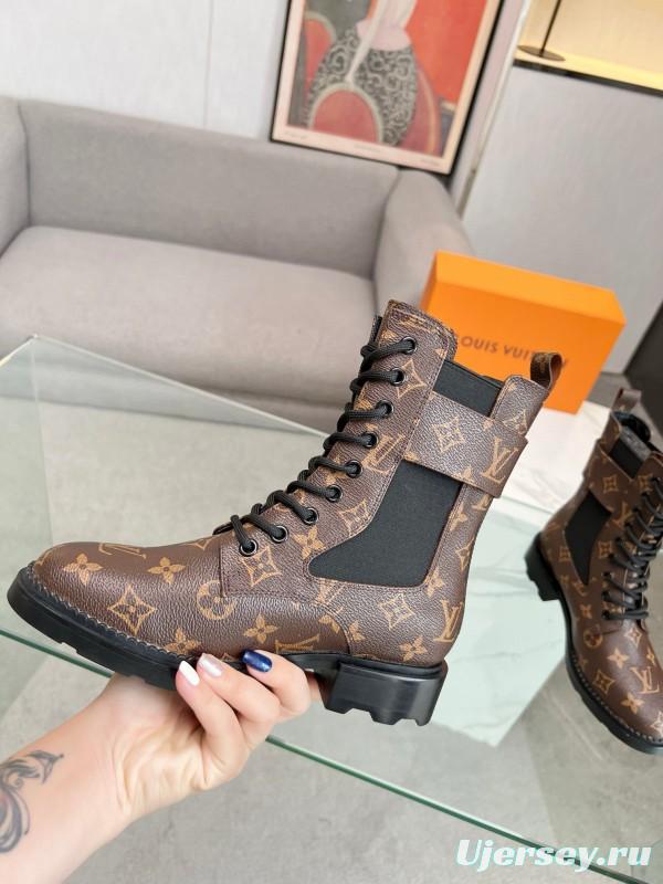 2024 Women Louis Vuitton Brown Leather Boots MJ00320