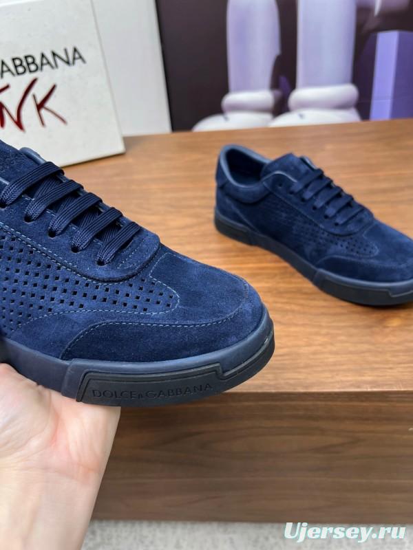 2025 Men Dolce & Gabbana Navy Suede Sneakers LY00280