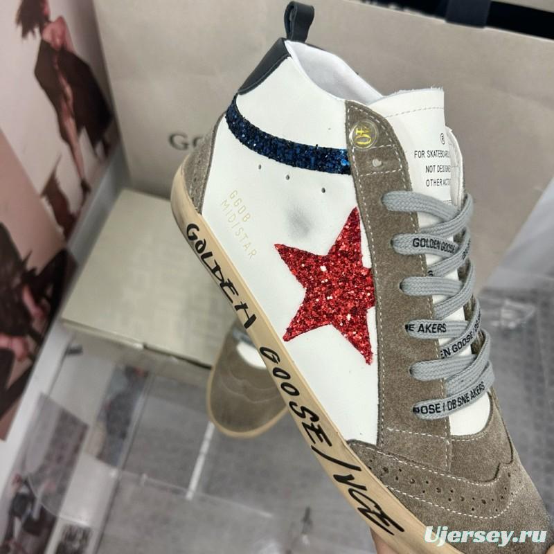 2024 Unisex GGDB White Red Glitter Suede Leather Sneakers MJ00300