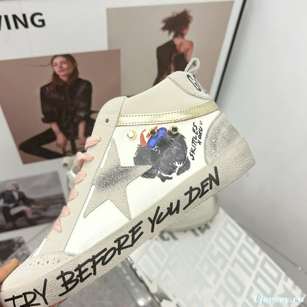 2024 Unisex GGDB White Pink Grey Suede Leather High Top Sneakers MJ00300