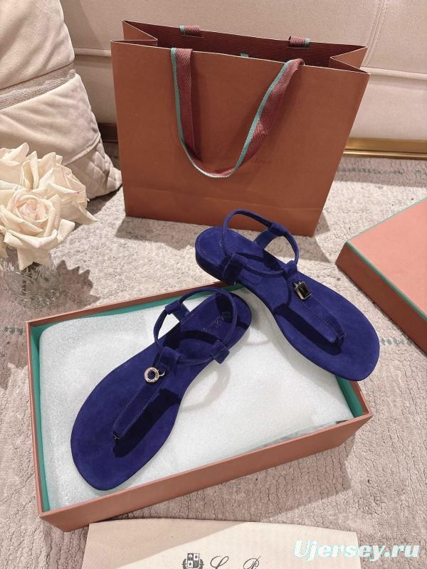 2025 Women LP Blue Suede Sandals