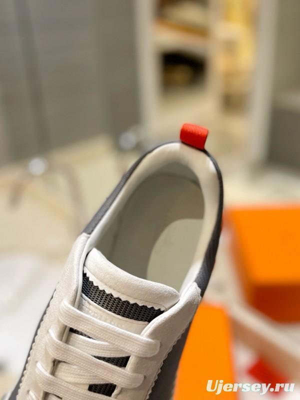 2024 Unisex Hermès Black White Imported Silk Sheepskin Imported Suede Casual Sneakers MJ00320