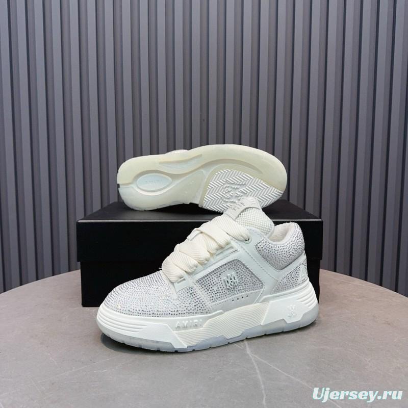 2024 Unisex Amiri White Mesh Leather Sneakers MJ00410