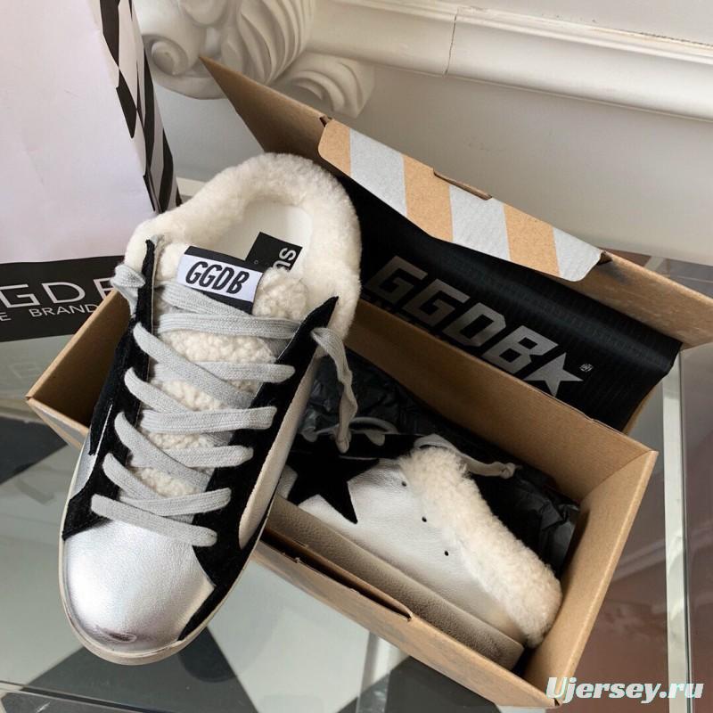 2024 Slippers GGDB White Black Leather Shearling Slippers MJ00280