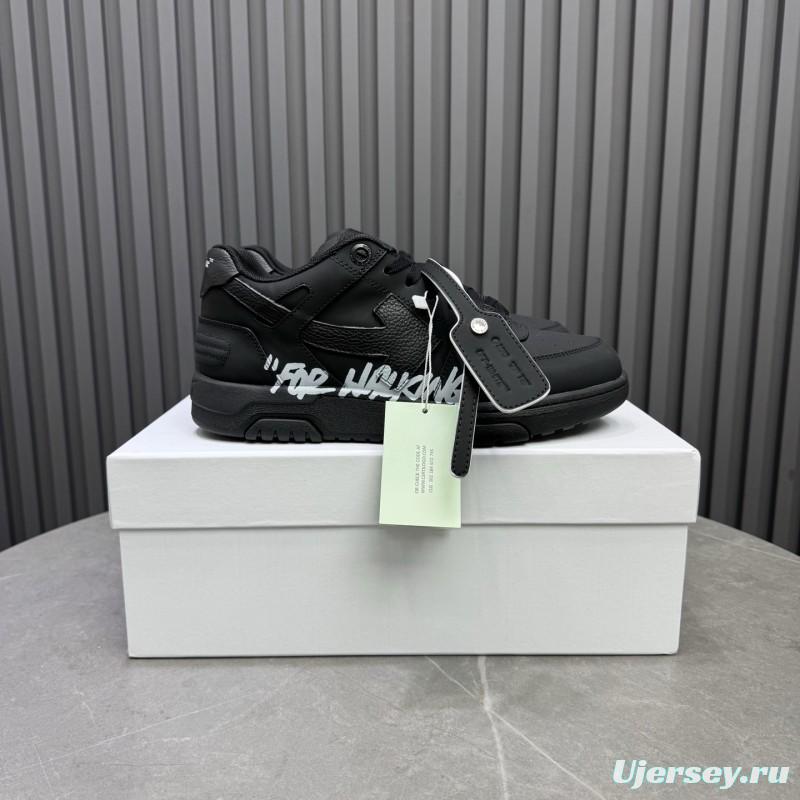 2025 Men OFF WHITE Black Leather Sneakers KFY00320