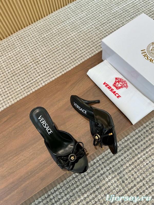 2025 Women VERSACE Black Leather High Heel LY00210