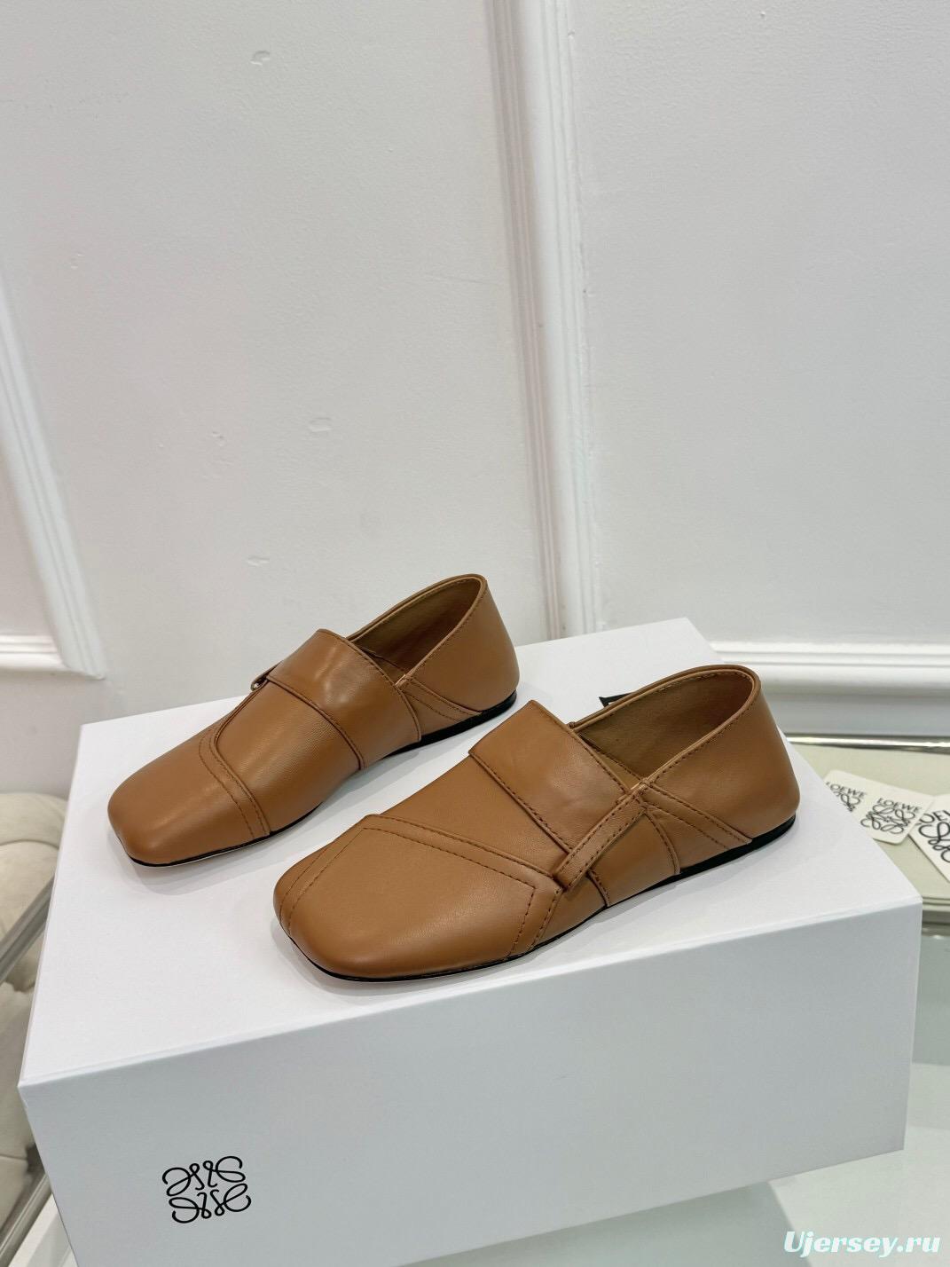 2025 Women Loewe Brown Leather Loafers LY00291