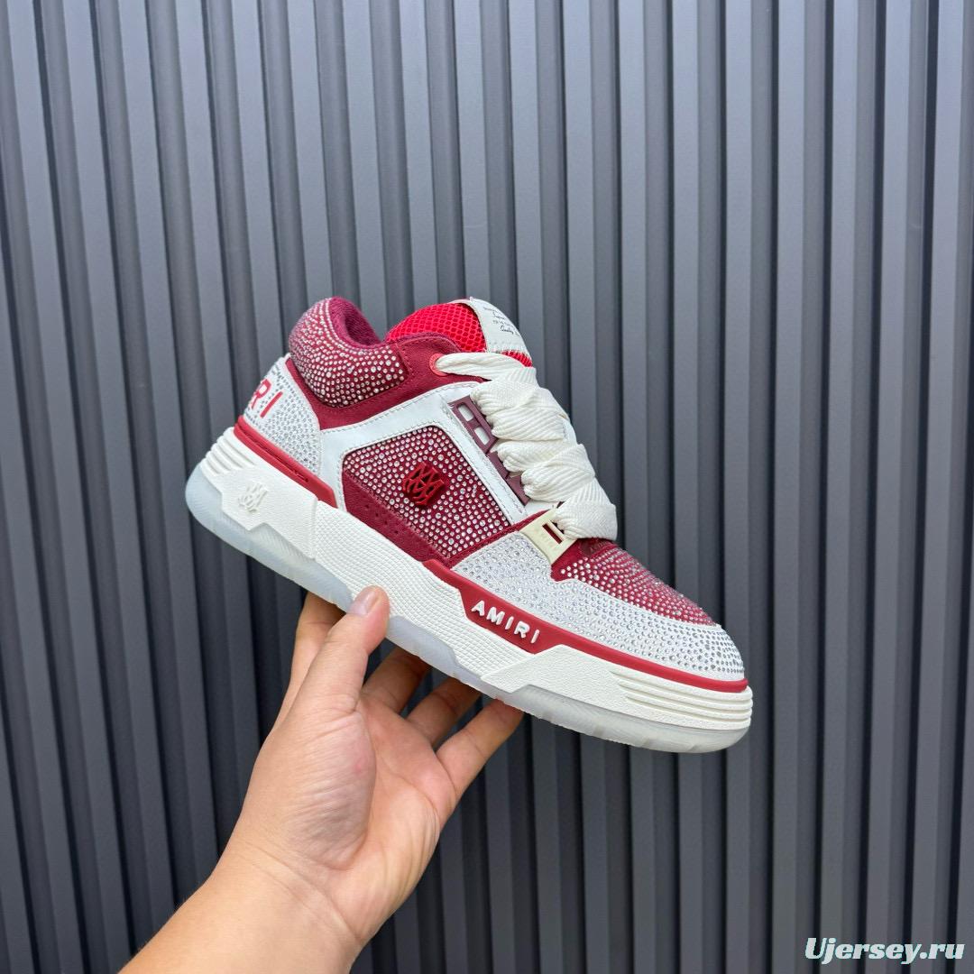 2024 Unisex Amiri Red White Leather Mesh Sneakers MJ00410
