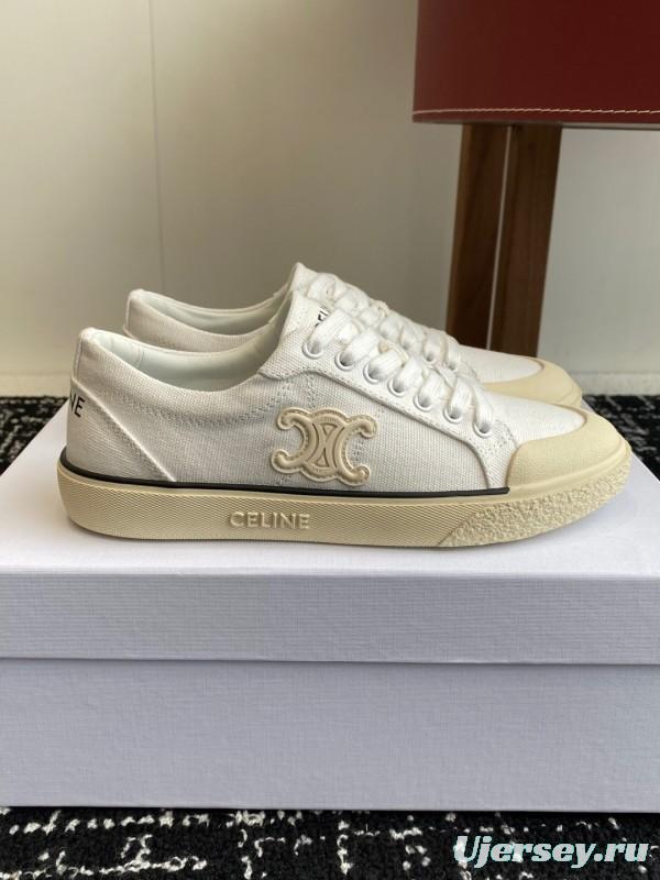2025 Women Celine White Canvas Sneakers KFY00285