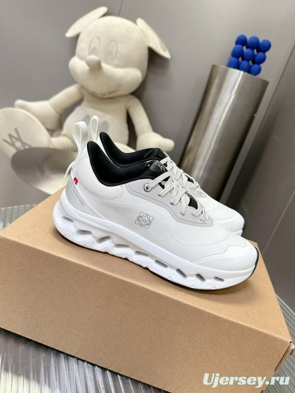 2025 Women Loewe White Black Leather Sneakers