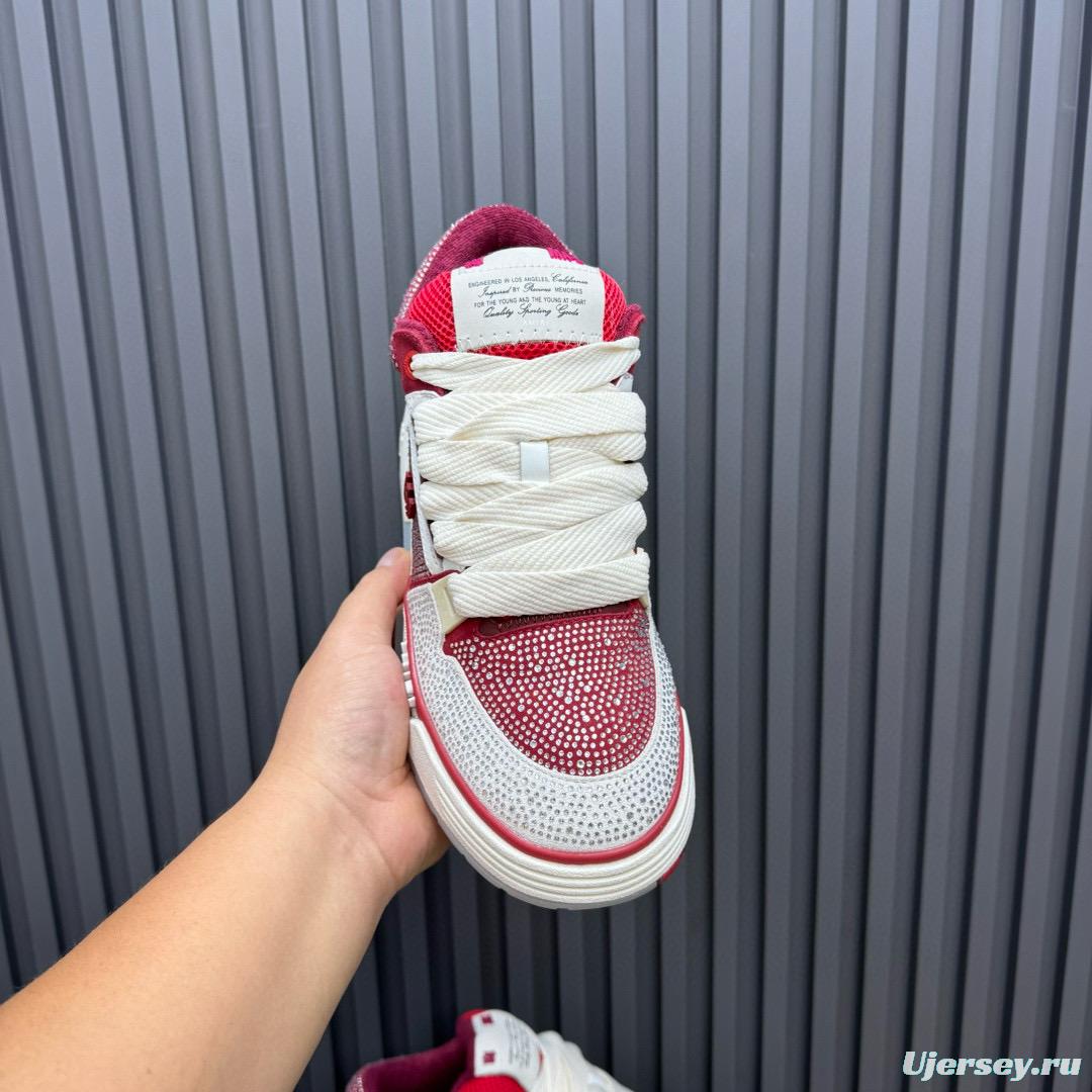2024 Unisex Amiri Red White Leather Mesh Sneakers MJ00410
