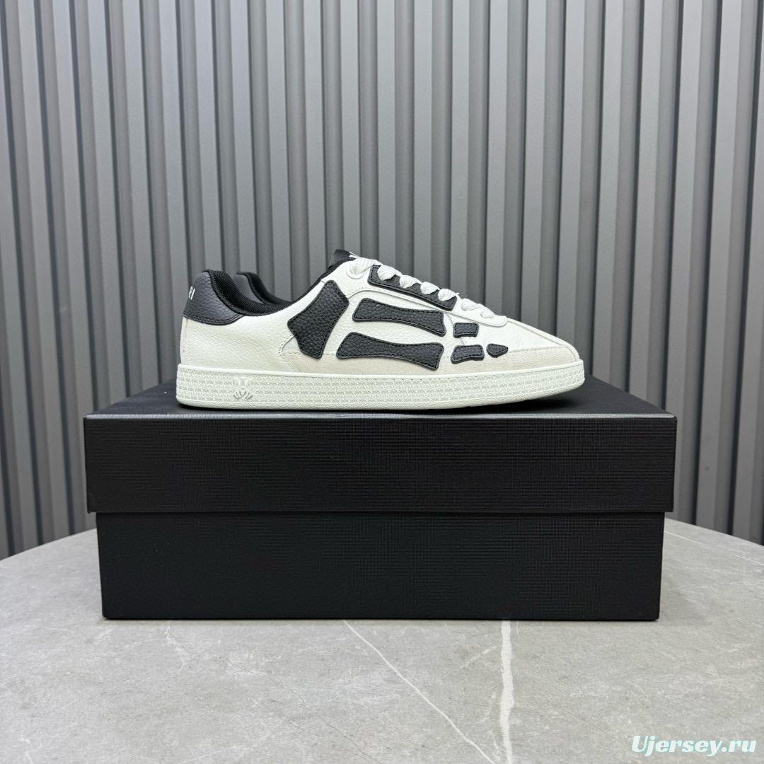 2024 Unisex Amiri White Black Leather Sneakers MJ00300