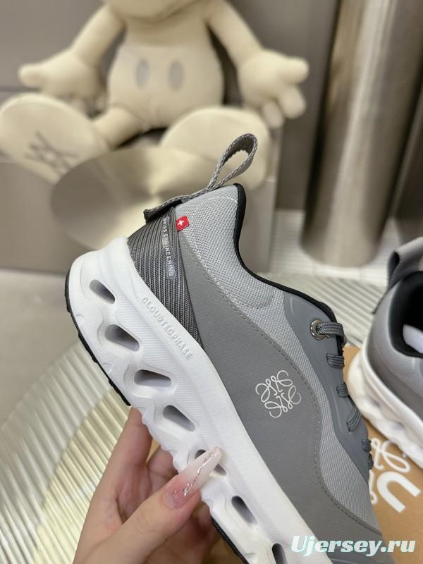 2025 Women Loewe Grey Mesh Leather Sneakers CloudTec Phase