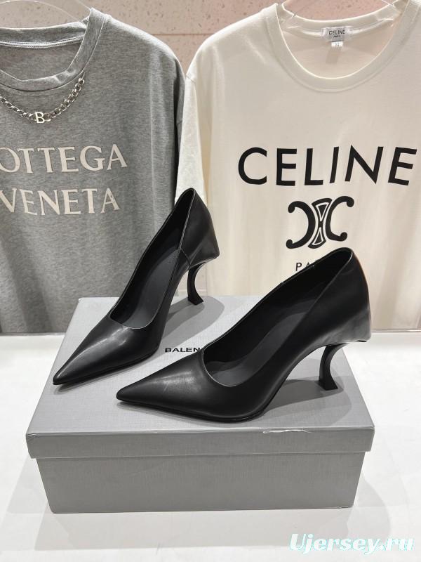 2025 Women Balenciaga Black Leather High Heels