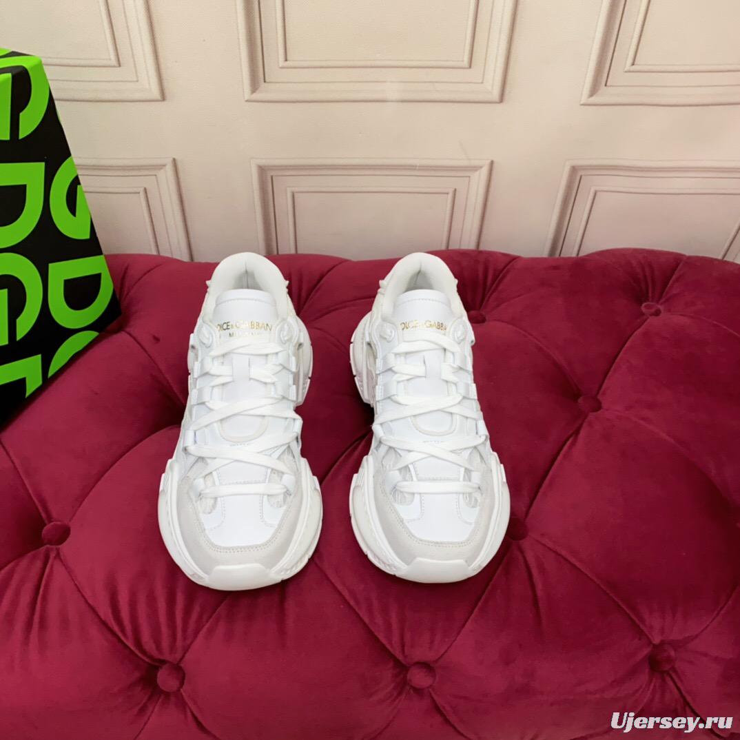 2025 Women Dolce & Gabbana White Mesh Leather Sneakers LY00340