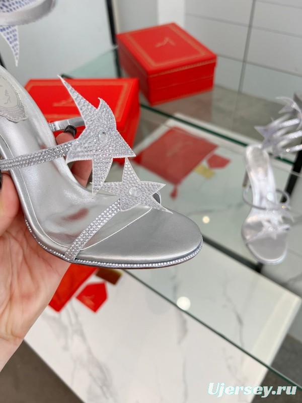 2025 Women RC Silver Crystal Leather High Heels Spiral Strap LY00340