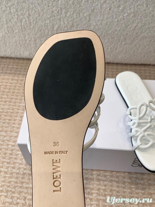 2025 Loewe White Leather Slippers