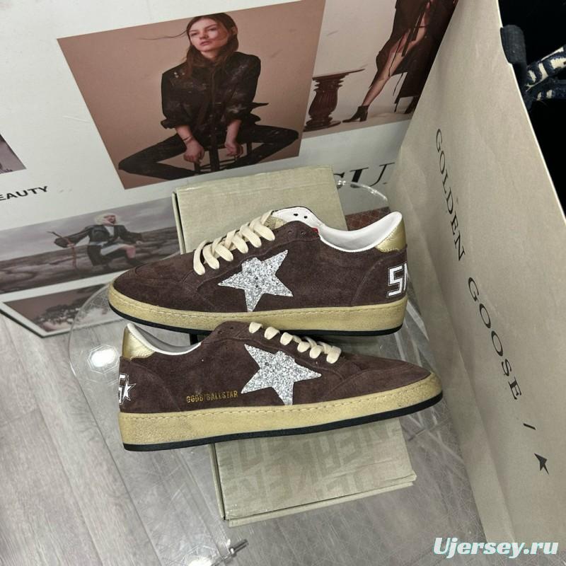 2024 Unisex GGDB Brown Silver Suede Leather Sneakers MJ00260