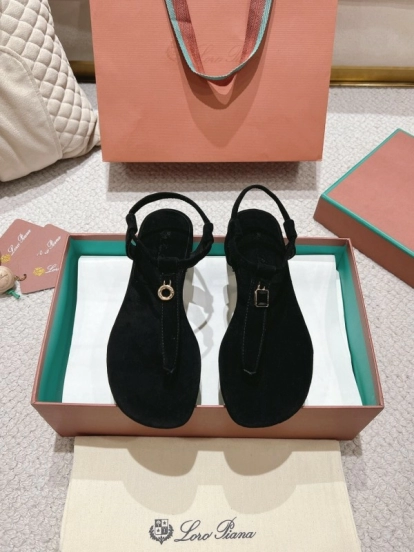 2025 Women LP Black Suede Sandals LY00000