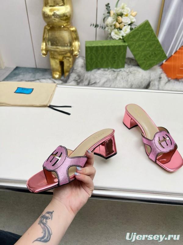 2025 Gucci Pink Leather Slippers