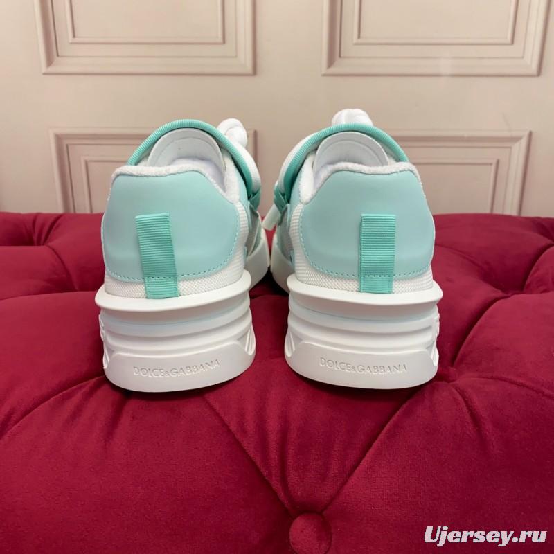 2025 Women Dolce & Gabbana White Mint Leather Mesh Sneakers