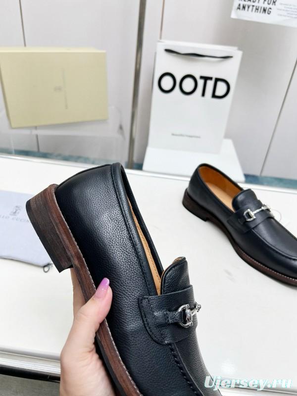 2024 Men Brunello Cucinelli Black Leather Loafers MJ00480