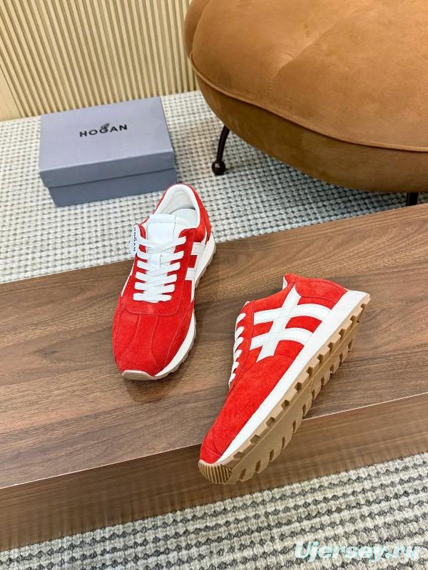 2025 Unisex HOGAN Red White Suede Sneakers