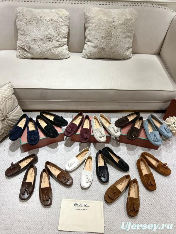 2025 Women Le Parmentier White Leather Loafers Tassel LY00291