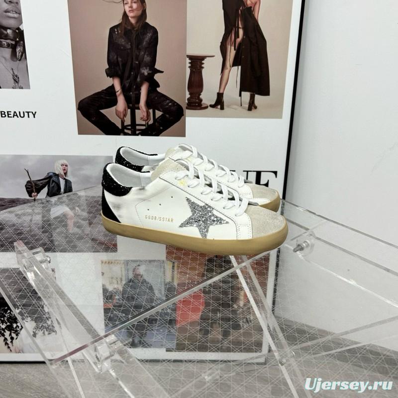 2025 Women GGDB White Black Silver Leather Suede Sneakers