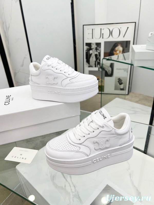 2025 Women CELINE White Leather Sneakers