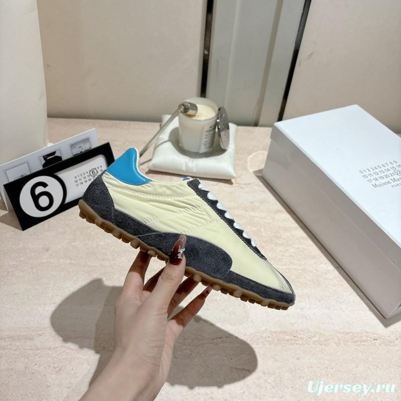 2025 Unisex Maison Margiela White Black Nylon Suede Sneakers Vintage Effect