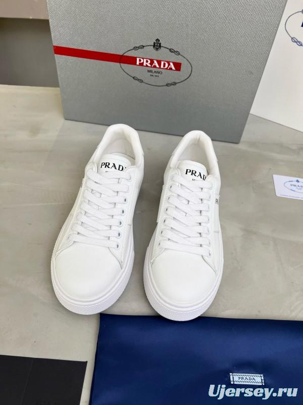 2024 Unisex Prada White Leather Sneakers MJ00310