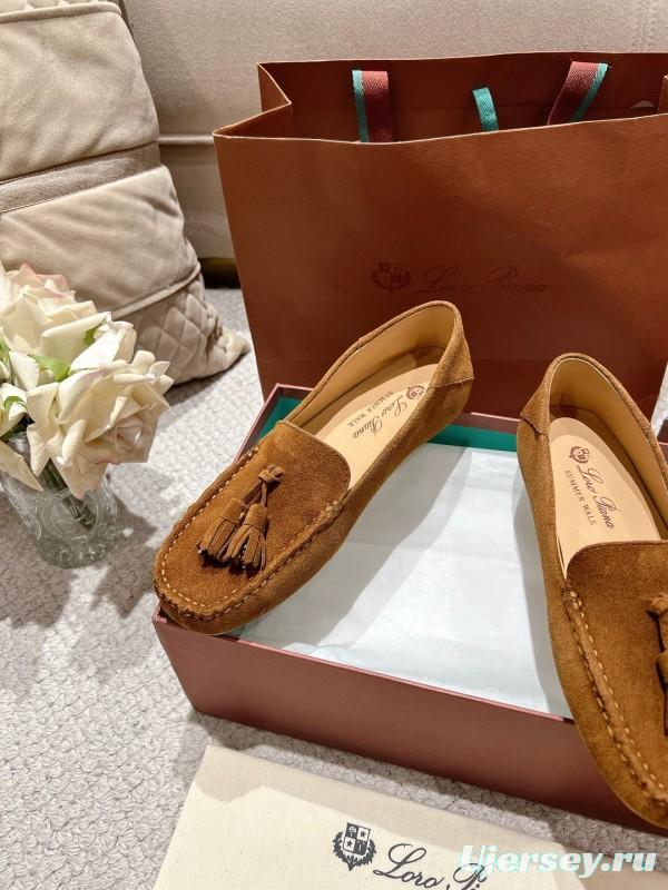2025 Women LP Brown Suede Loafers Tassel LY00291