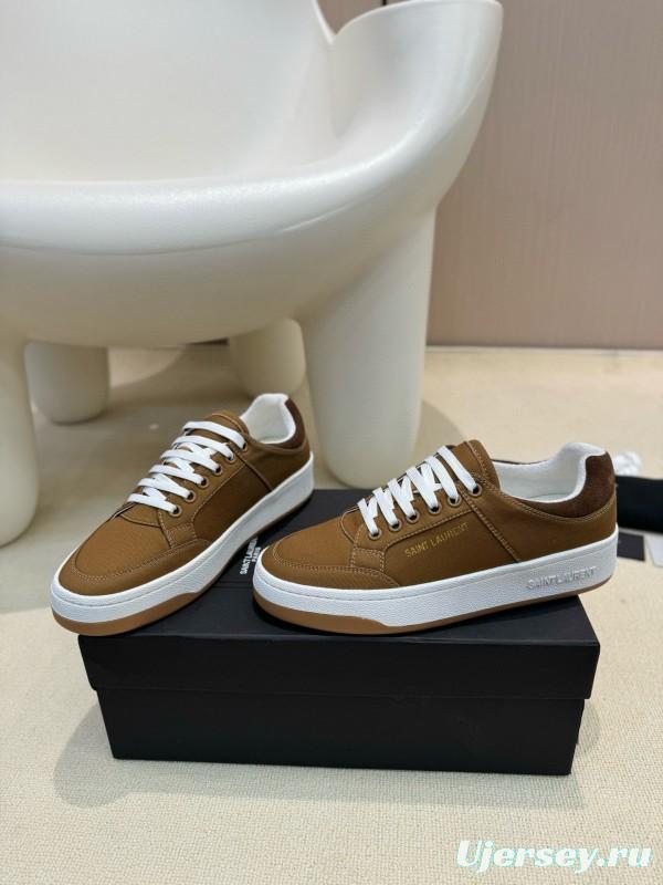2024 Unisex Yves Saint Laurent Brown Canvas Leather Casual Sneakers