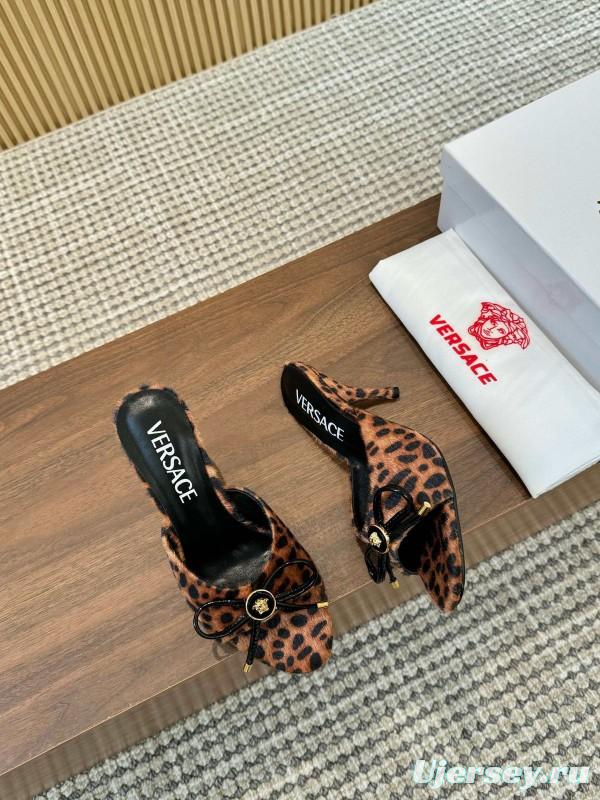 2025 Women VERSACE Leopard Print Calf Hair Heels LY00210