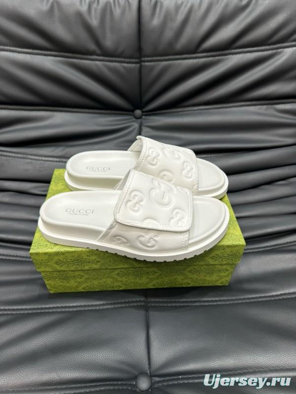 2024 Slippers Gucci White Leather Slippers MJ00200