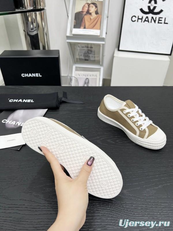 2025 Women Chanel Brown Canvas Sneakers LY00230