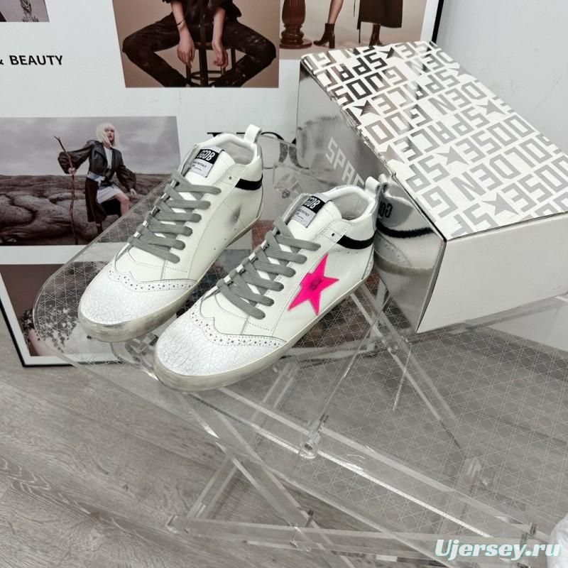 2024 Unisex GGDB White Pink Leather High Top Sneakers MJ00300