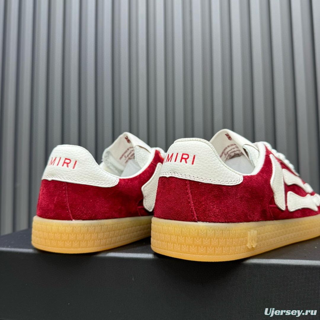 2024 Unisex Amiri Red White Suede Leather Sneakers MJ00300