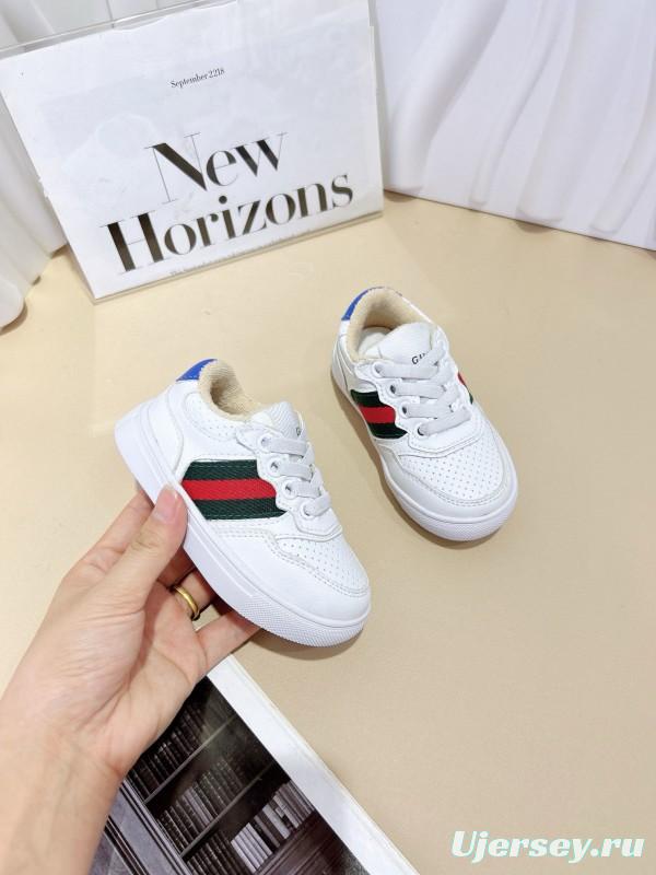 2024 Kids GUCCI White Green Red Leather Sneakers