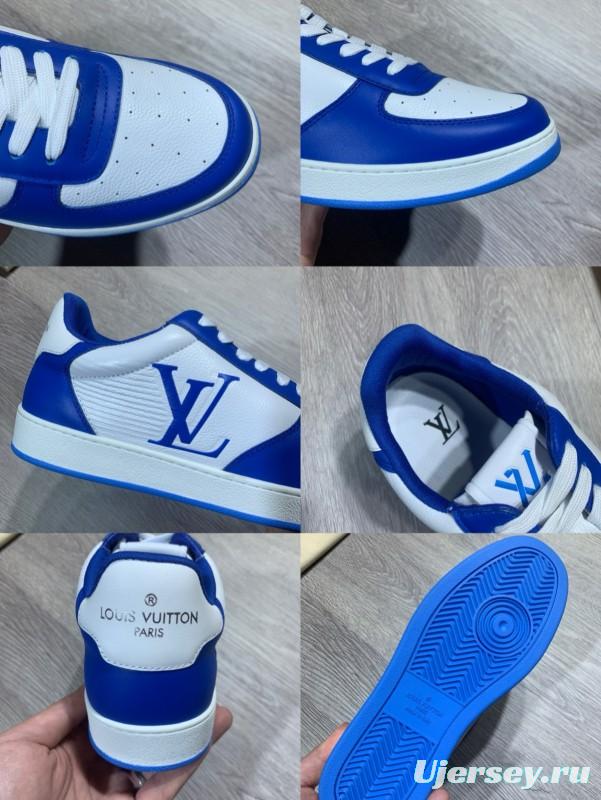 2024 Men Louis Vuitton Blue White Leather Sneakers MJ00380