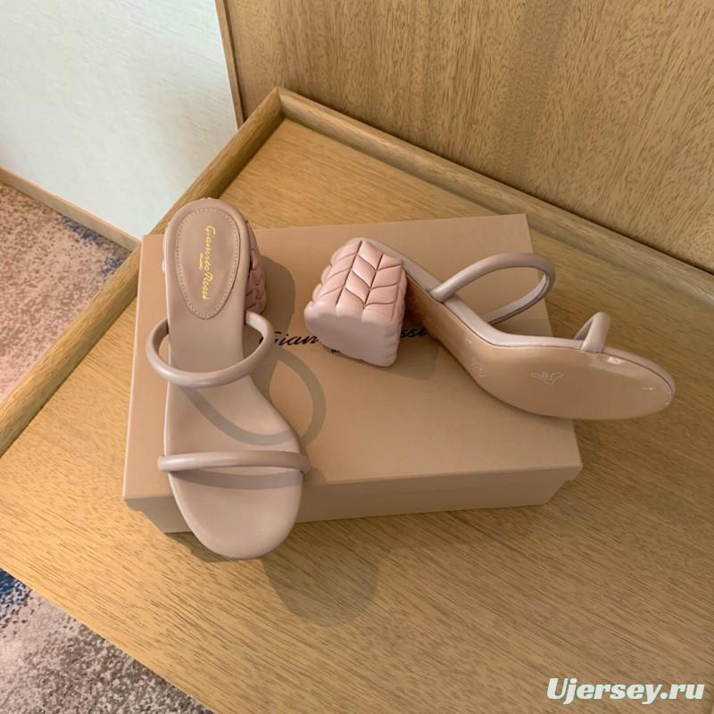 2025 Women Gianvito Rossi Beige Leather Slippers KFY00260