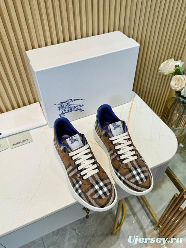 2024 Men Burberry Brown Black White Canvas Casual Sneakers MJ00320