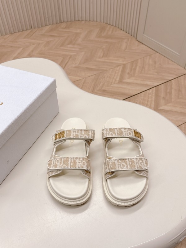 2025 Slippers Dior Beige Fabric Slippers LY