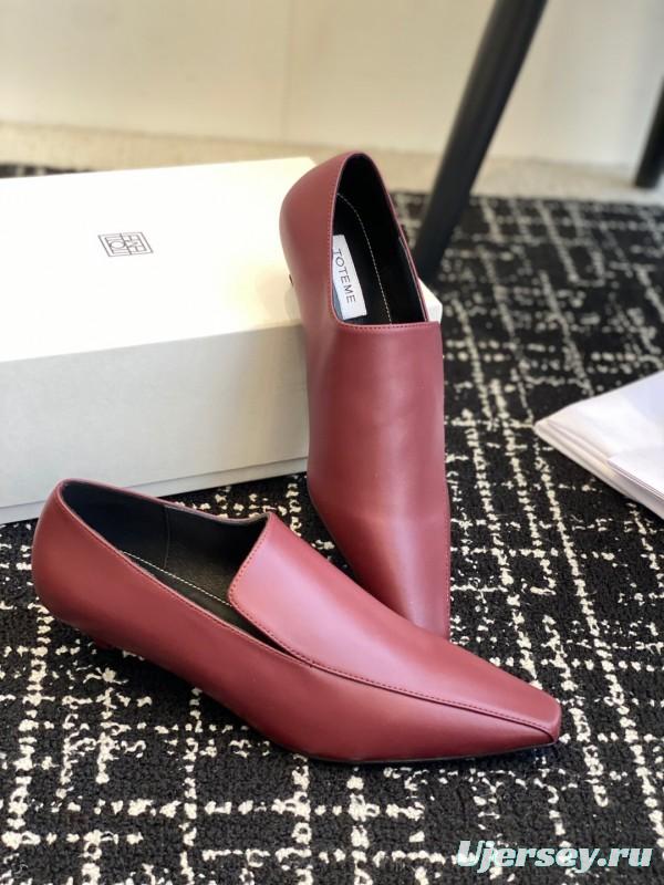 2025 Women Toteme Burgundy Leather Loafers