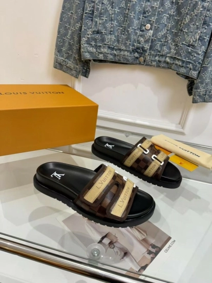 2025 Slippers Louis Vuitton Brown Canvas Slippers LY