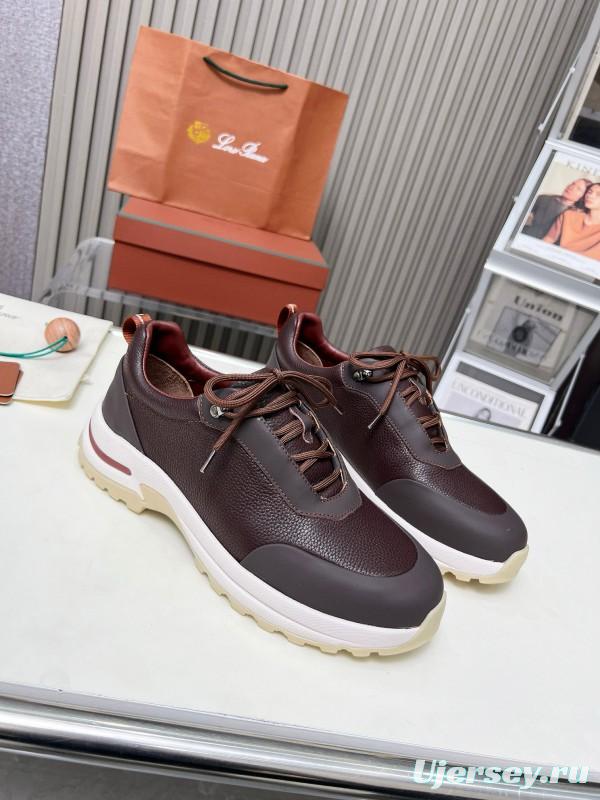 2024 Men Le Parmentier Brown Leather Mesh Sneakers MJ00350