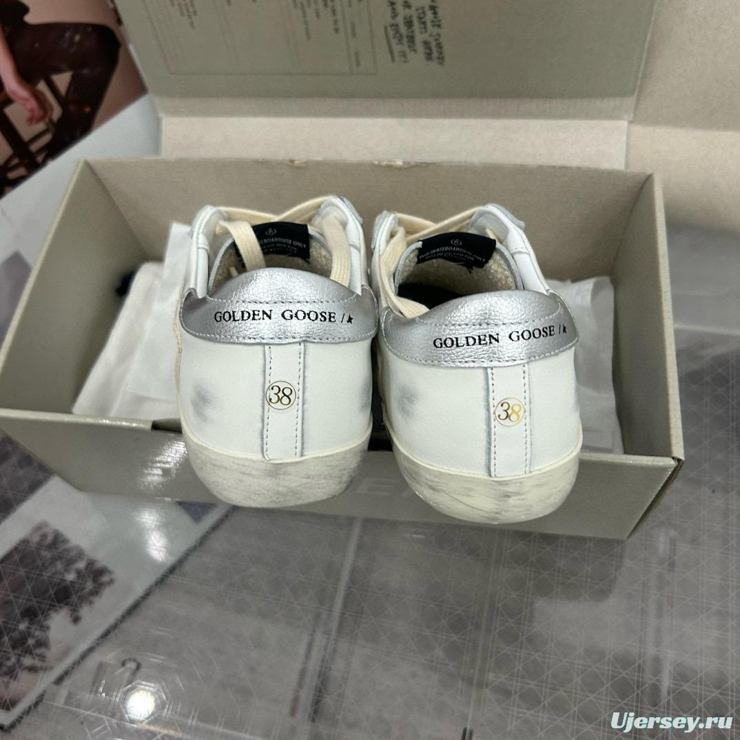 2025 Women GGDB White Light Blue Leather Suede Sneakers