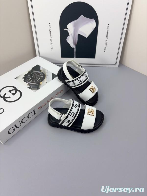 2025 Kids Dolce & Gabbana Black White Leather Sandals