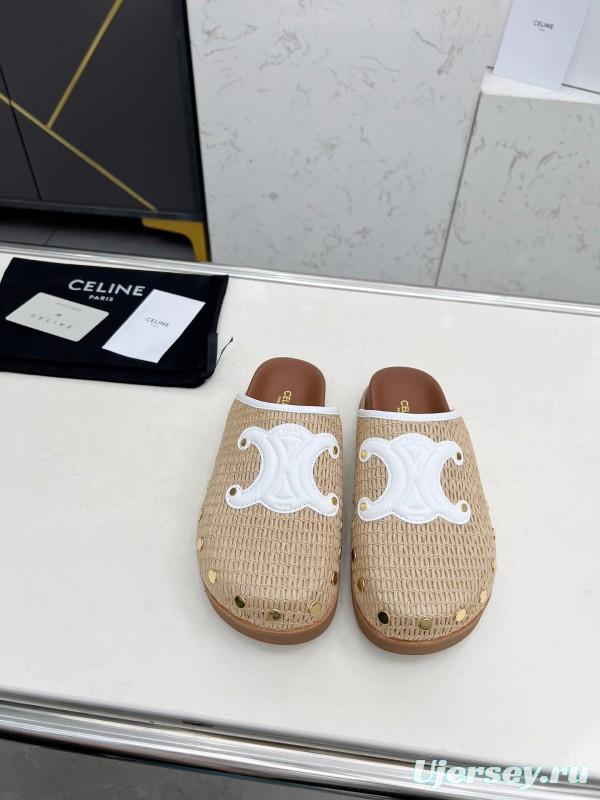 2025 CELINE Beige Leather Slippers LY00241